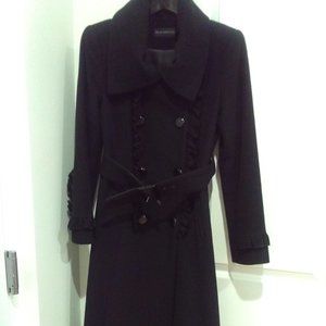 Womans 100% merino wool black long coat size 6